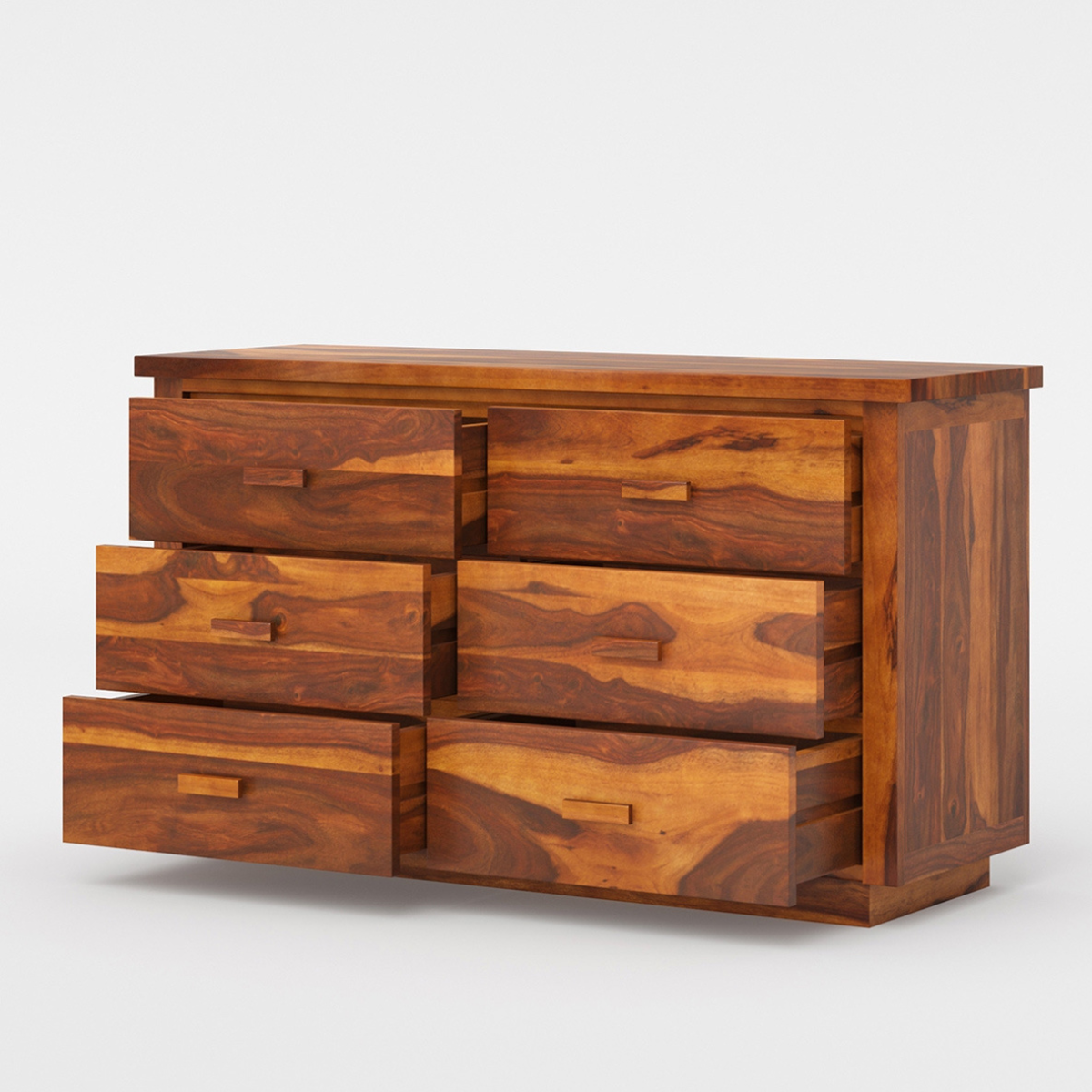 Solid Wood 6 Drawer Dresser | Rustic Wooden Chest of Drawers | Modern Bedroom Storage Cabinet | Handmade Furniture