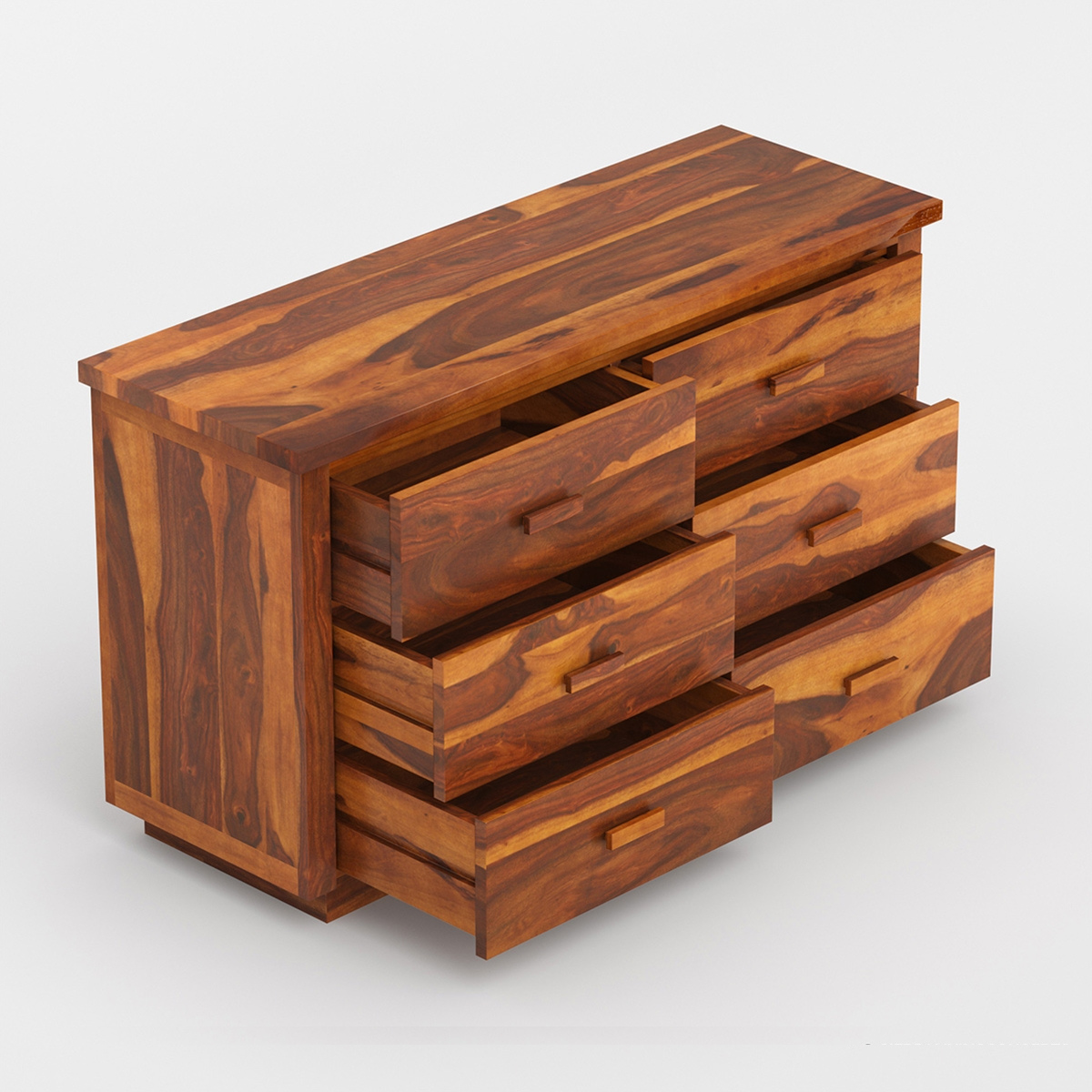 Solid Wood 6 Drawer Dresser | Rustic Wooden Chest of Drawers | Modern Bedroom Storage Cabinet | Handmade Furniture