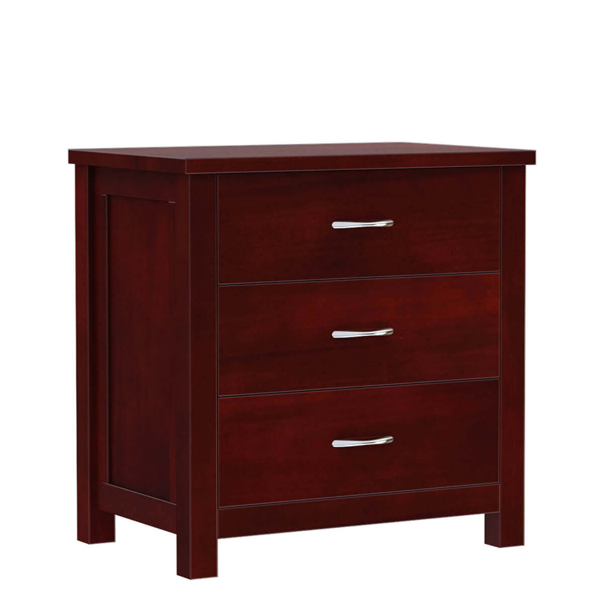 Solid Wood 3 Drawer Bedside Table | Modern Minimalist Nightstand | Wooden Bedroom Side Cabinet with Storage