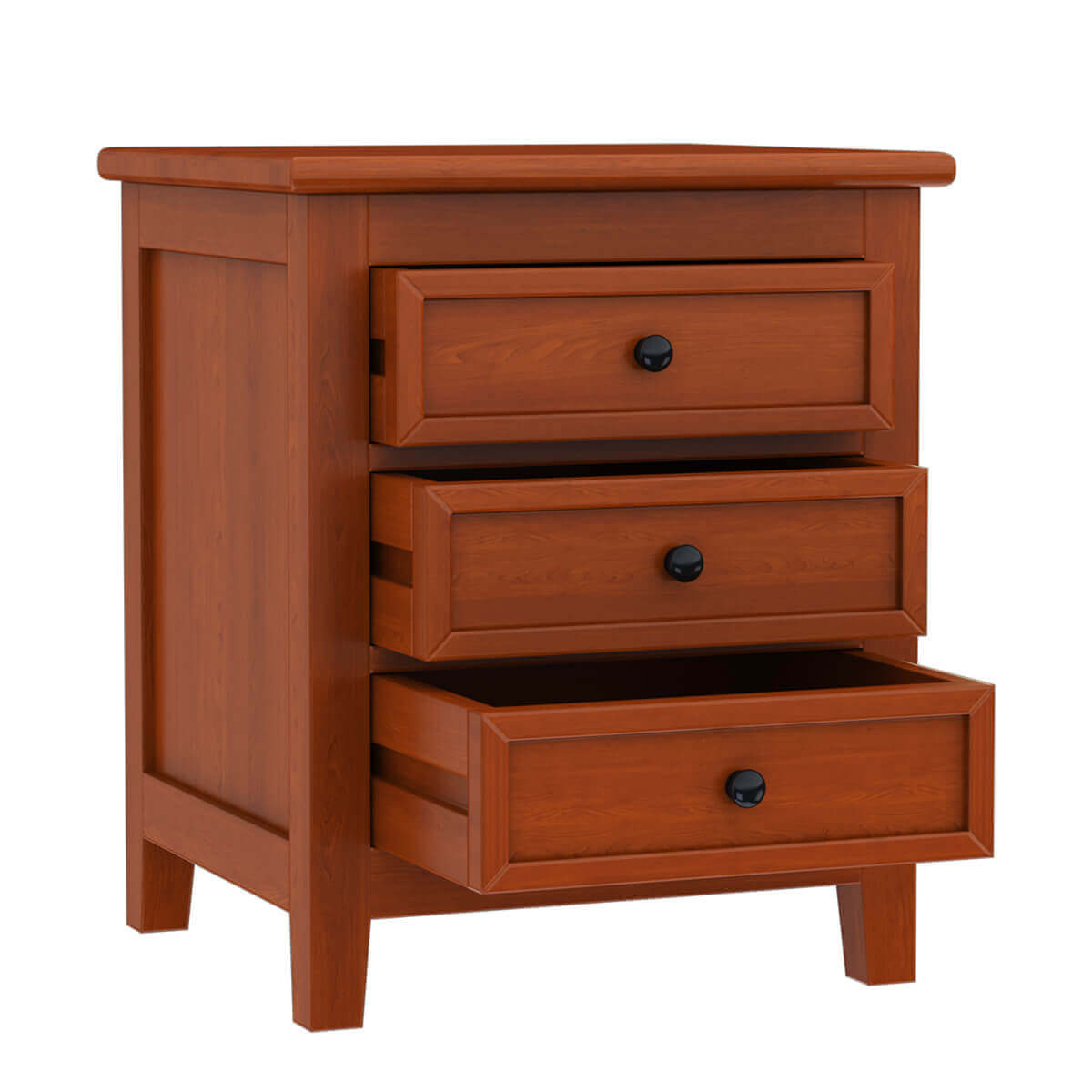 Luxury Solid Wood 3 Drawer Nightstand – Modern Wooden Bedside Table, Handmade Bedroom Side Cabinet, Rustic Storage Furniture