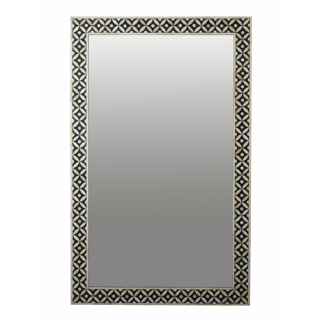 Black Geometric Bone Inlay Mirror Frame Handmade Decorative Wall Mirror Modern Luxury Home Decor