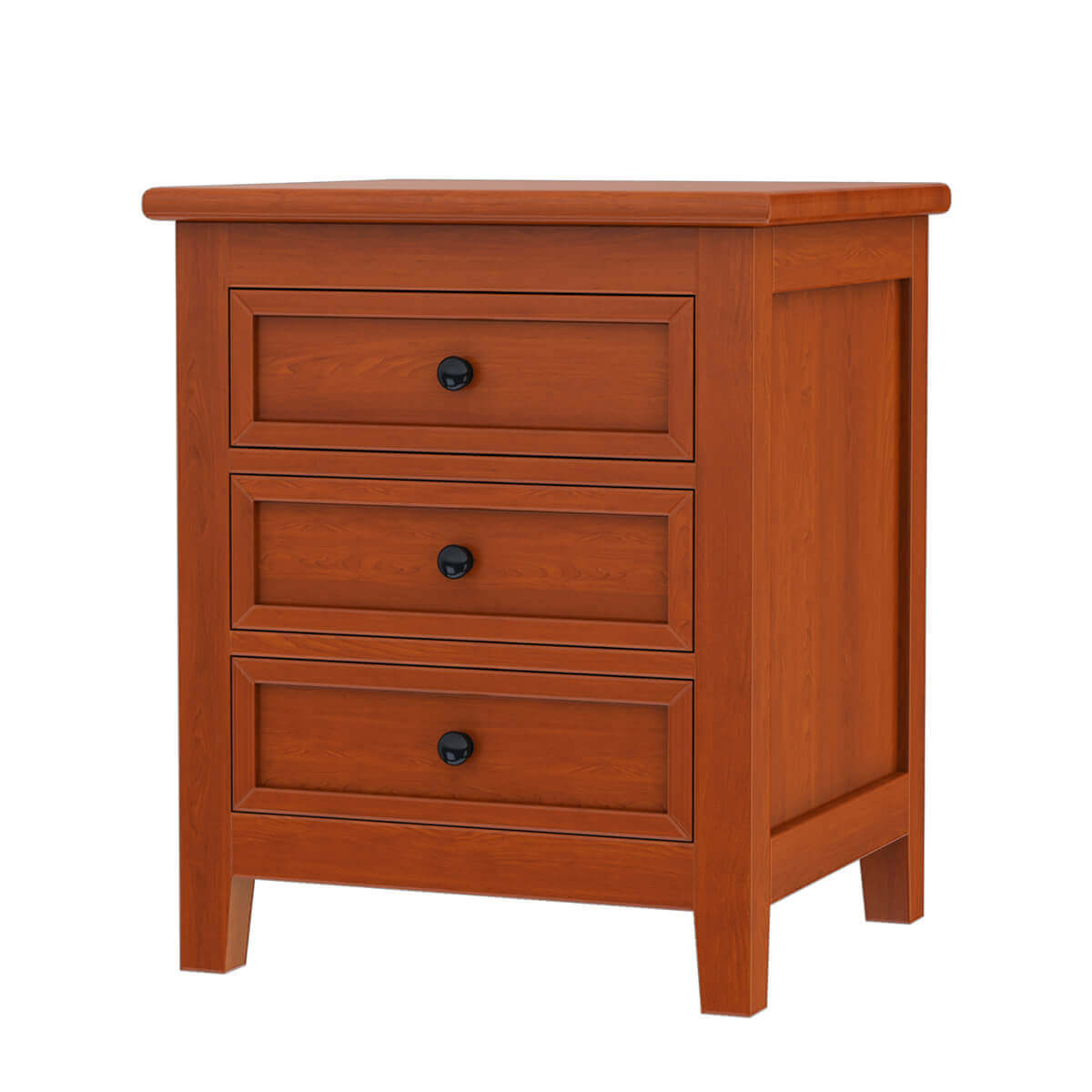 Luxury Solid Wood 3 Drawer Nightstand – Modern Wooden Bedside Table, Handmade Bedroom Side Cabinet, Rustic Storage Furniture