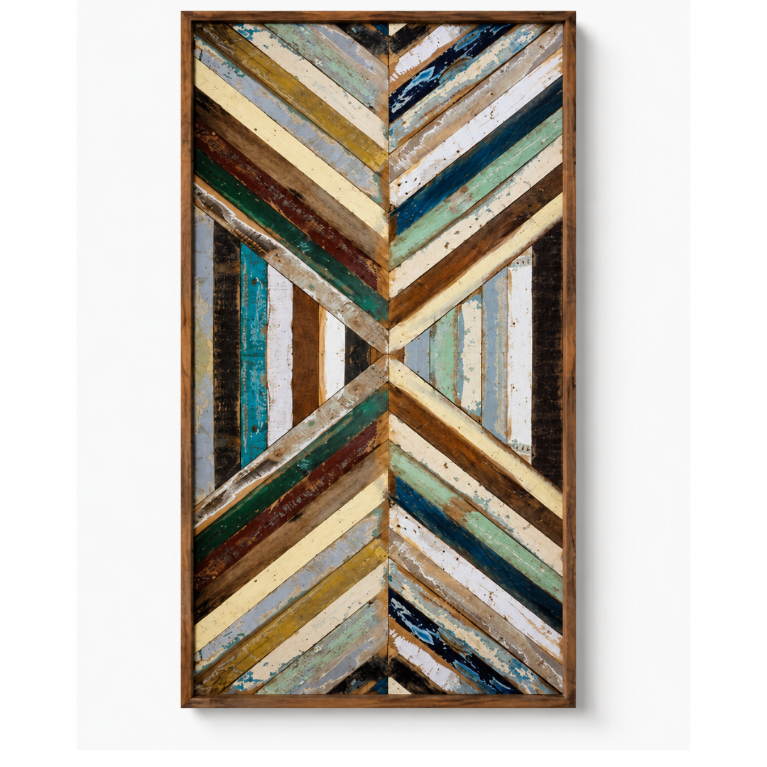 Handmade Reclaimed Wood Chevron Table Top – Rustic Wooden Panel