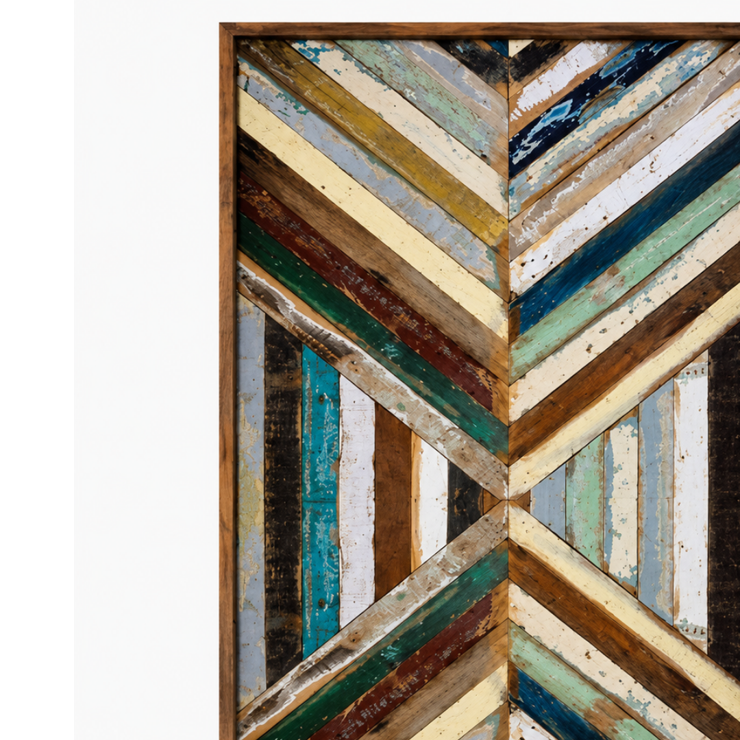 Handmade Reclaimed Wood Chevron Table Top – Rustic Wooden Panel