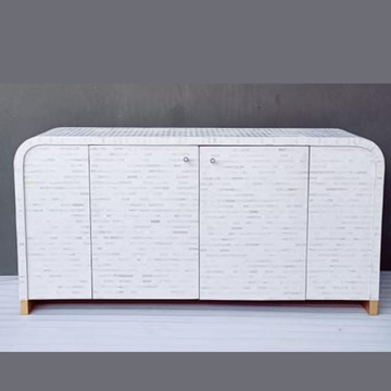 Modern White Bone Inlay Sideboard Cabinet | Handmade Luxury Storage Console