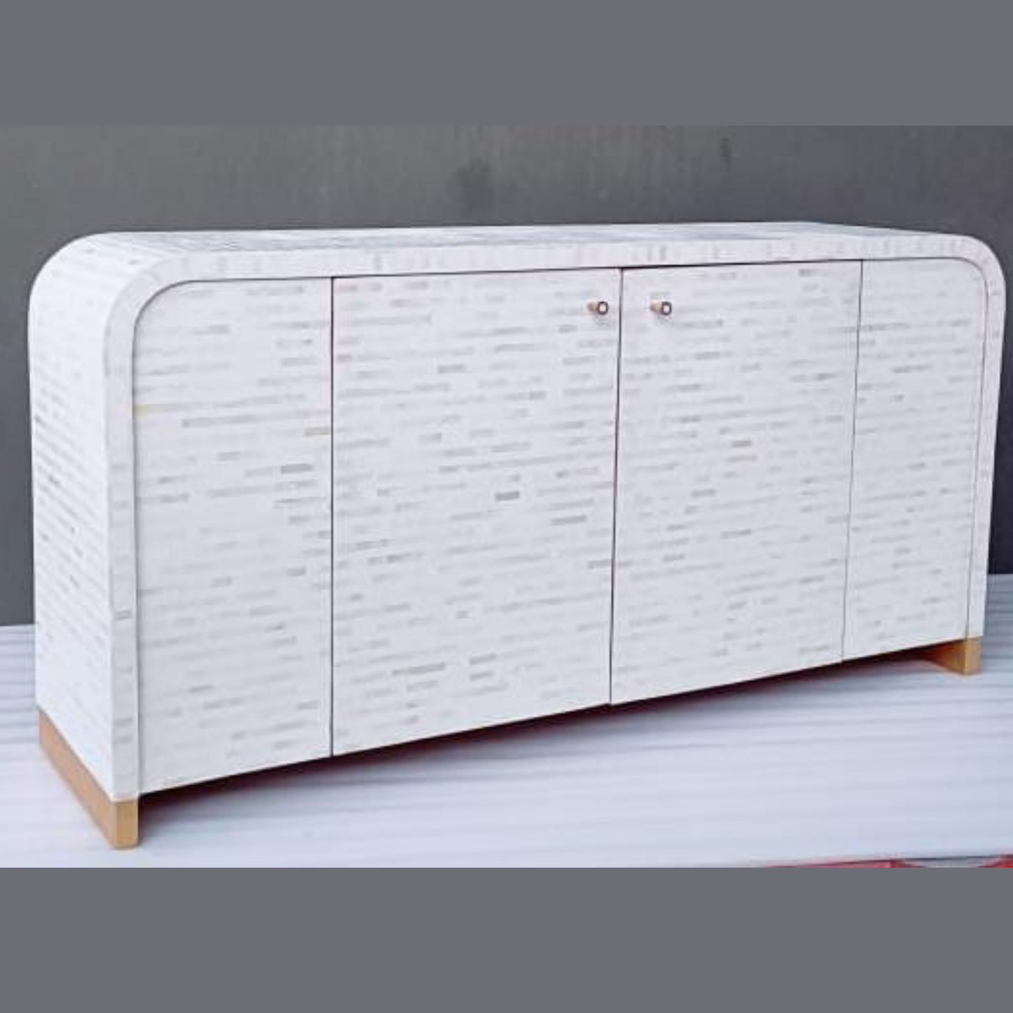 Modern White Bone Inlay Sideboard Cabinet | Handmade Luxury Storage Console