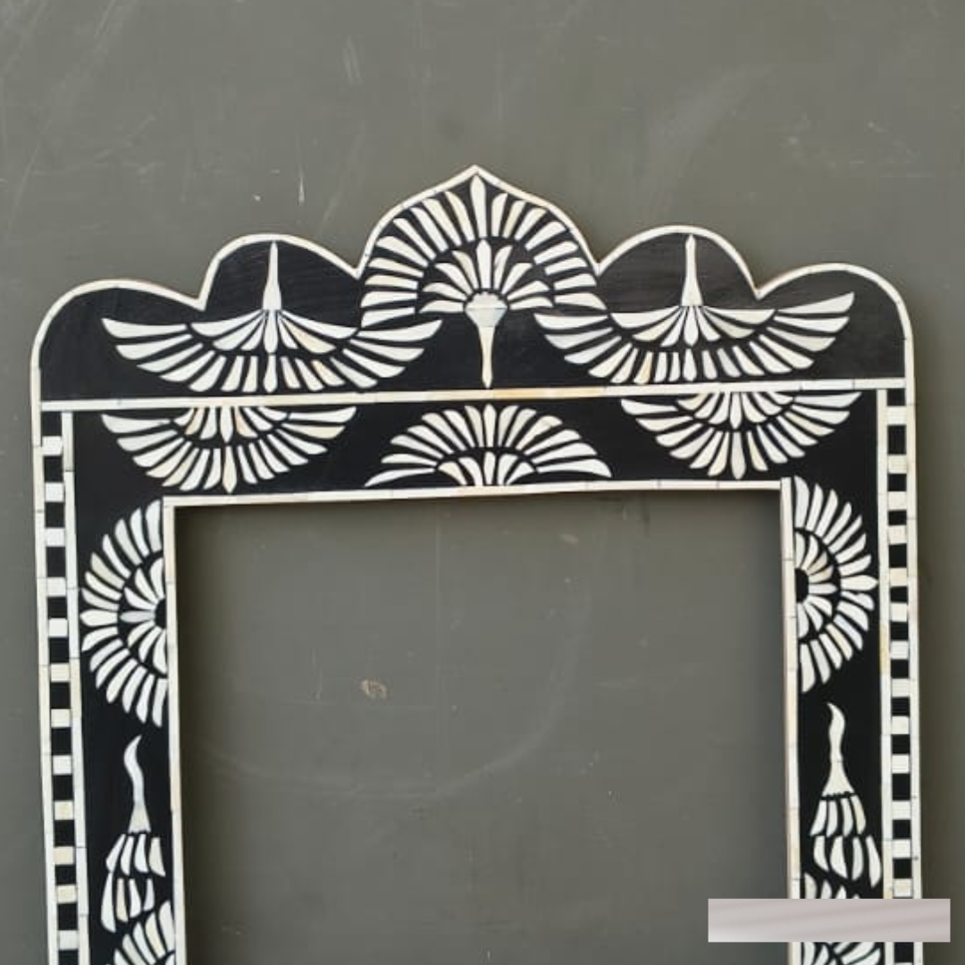 Black Bone Inlay Mirror – Handmade Decorative Luxury Wall Mirror