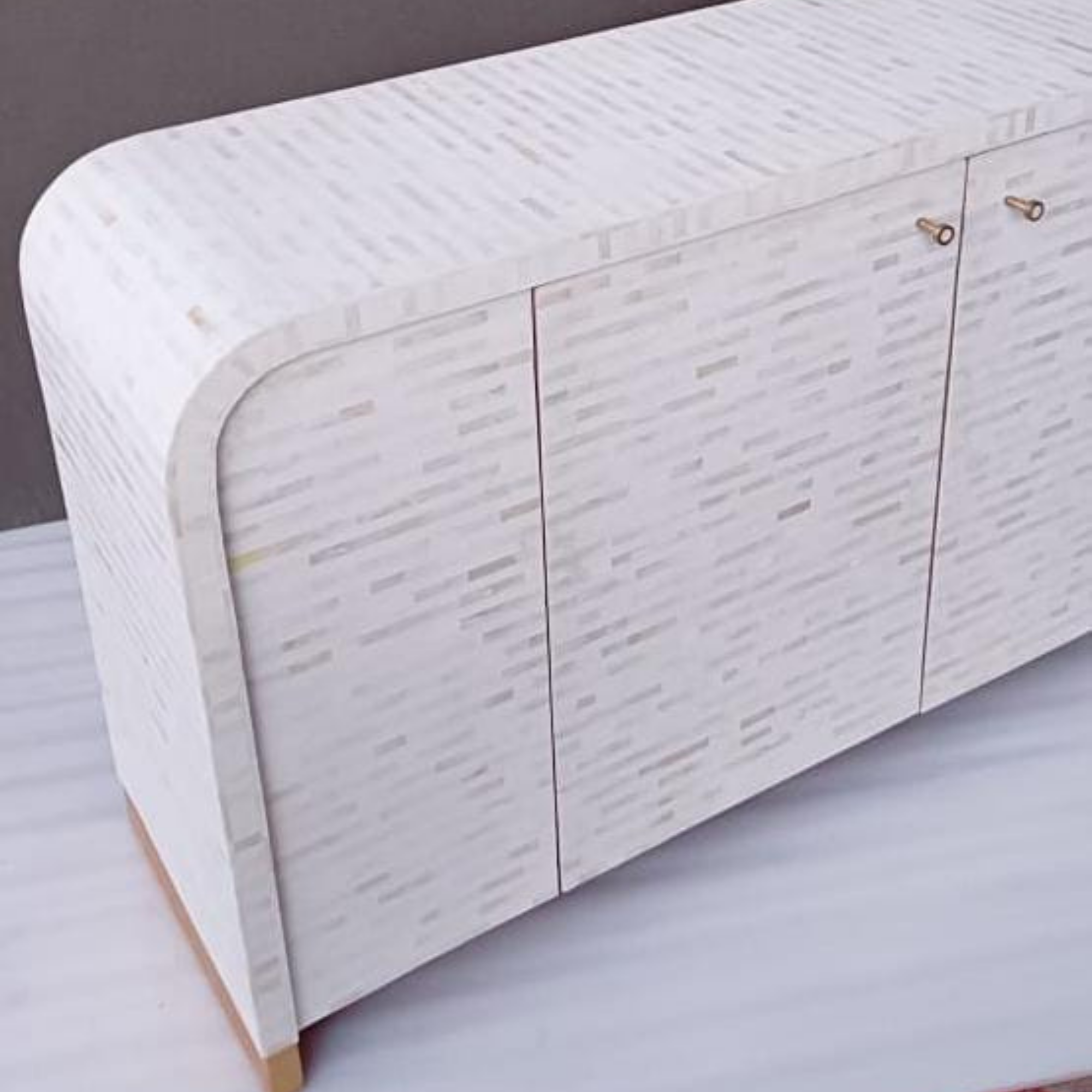 Modern White Bone Inlay Sideboard Cabinet | Handmade Luxury Storage Console