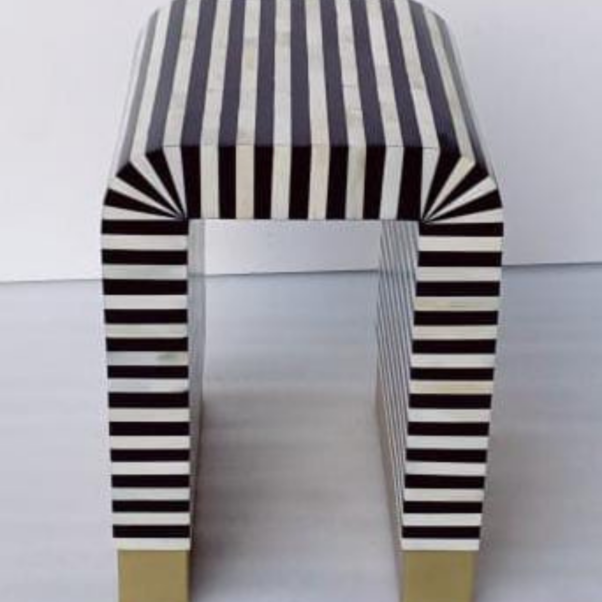 Black and White Bone Inlay Waterfall End Table | Handmade Striped Accent Table