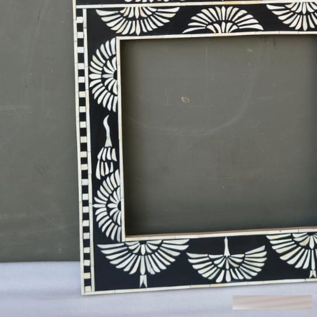 Black Bone Inlay Mirror – Handmade Decorative Luxury Wall Mirror