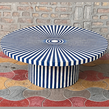 Handmade Bone Inlay Coffee Table Surya Pattern Round Coffee Table Blue White Bone Inlay Furniture Luxury Living Room Table