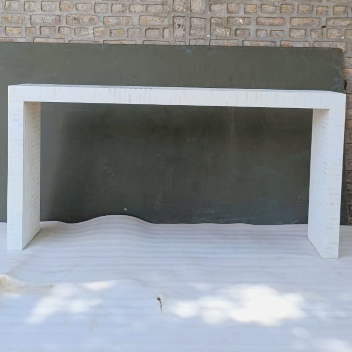 Handmade White Bone Inlay Console Table | Modern Entryway Console Table