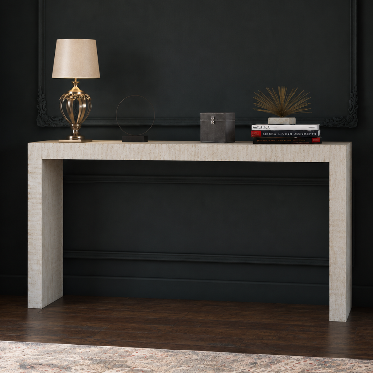 Handmade White Bone Inlay Console Table | Modern Entryway Console Table