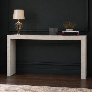 Handmade White Bone Inlay Console Table | Modern Entryway Console Table