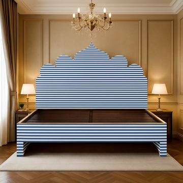 Handmade Black White Striped Bone Inlay Bed Modern Luxury Platform Bed Frame