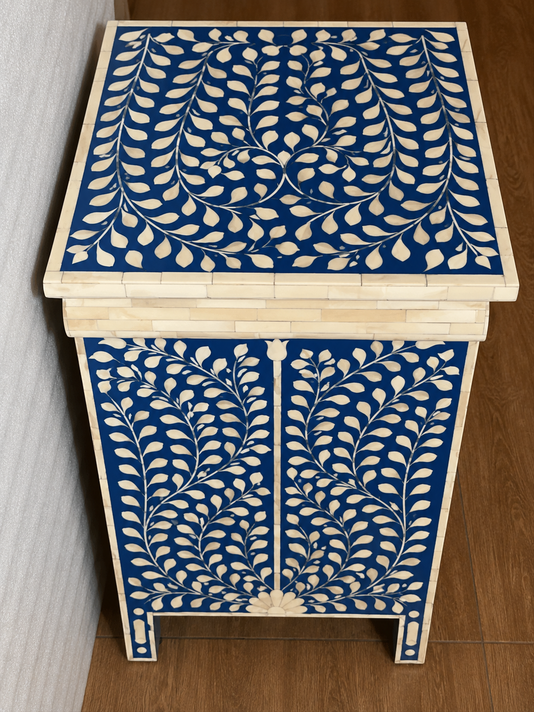 Blue Bone Inlay Chest of Drawers Handmade Floral Dresser Cabinet Luxury Storage Furniture Boho Chic Home Decor