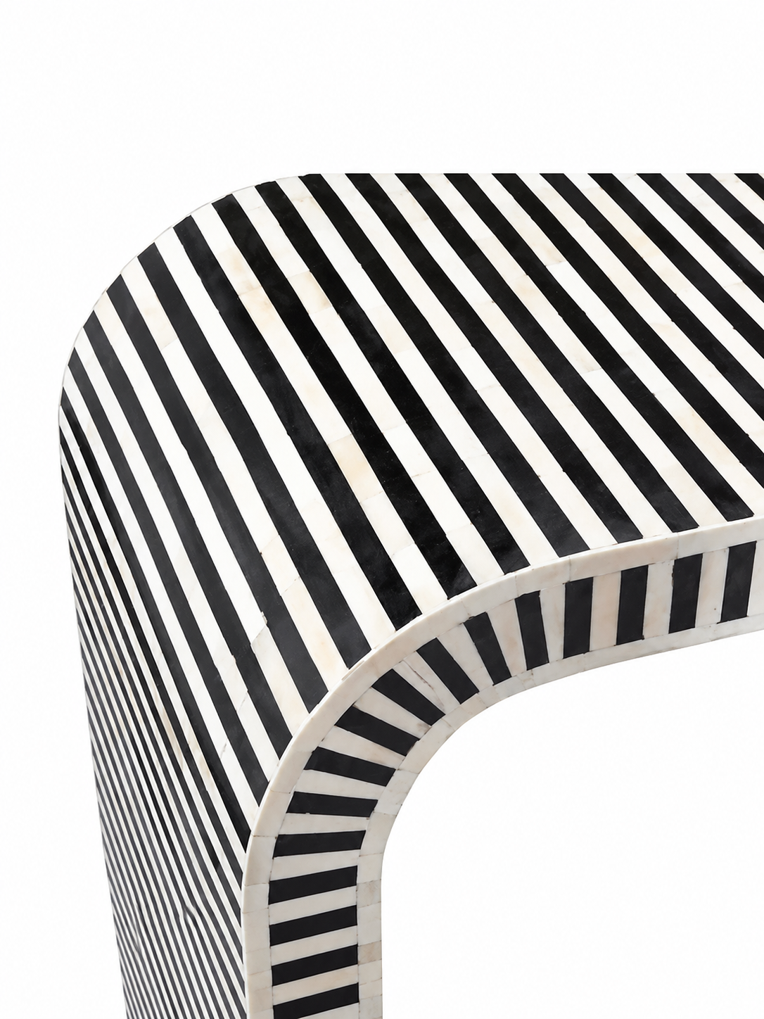 Black White Striped Bone Inlay Console Table Handmade Waterfall Entryway Table Luxury Modern Hallway Furniture Decor
