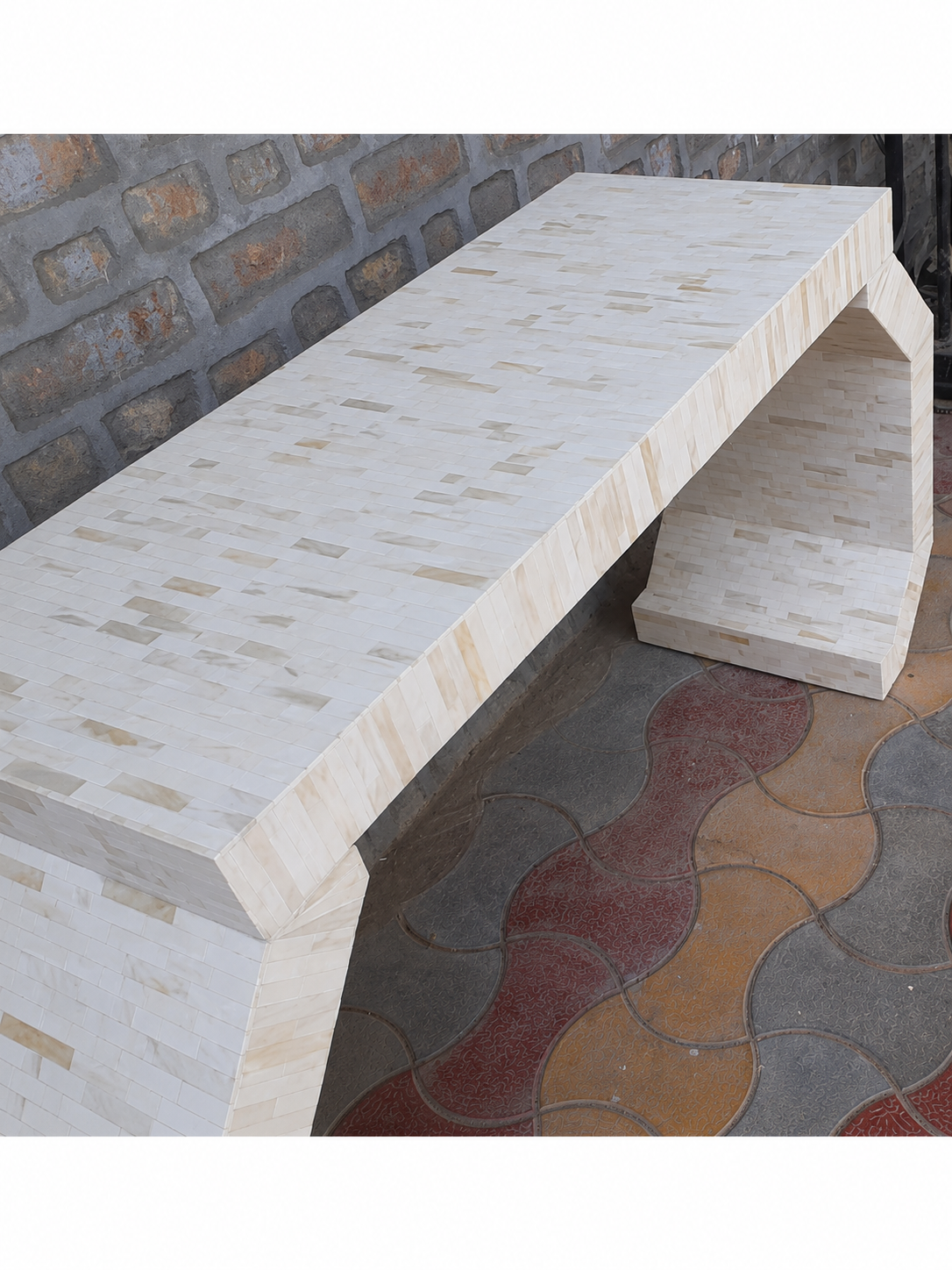 Handmade Bone Inlay Console Table White Modern Entryway Table Luxury Hallway Console Boho Furniture Home Decor