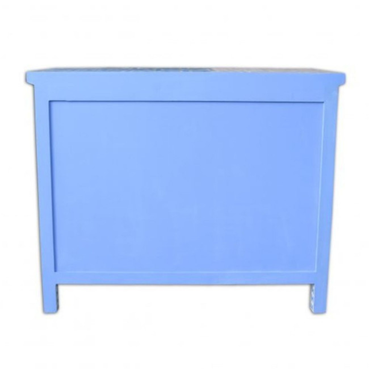 Blue Bone Inlay 4 Drawer Dresser | Geometric Pattern Chest of Drawers | Handmade Boho Storage Cabinet