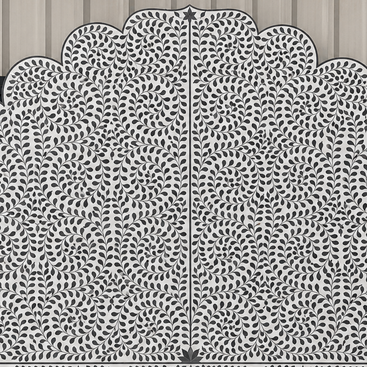 Blue White Bone Inlay Headboard Handmade Scalloped Floral Bed Headboard Luxury Boho Bedroom Furniture Deco