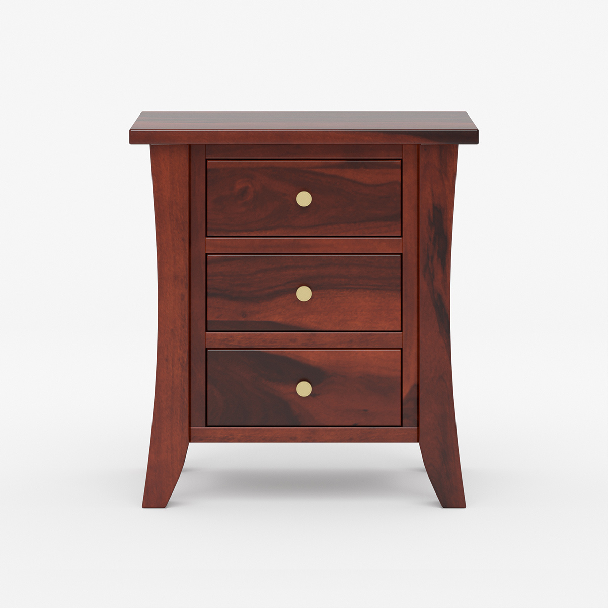 Solid Wood Bedside Table with 3 Drawers | Modern Wooden Nightstand | Minimalist Bedroom Side Table