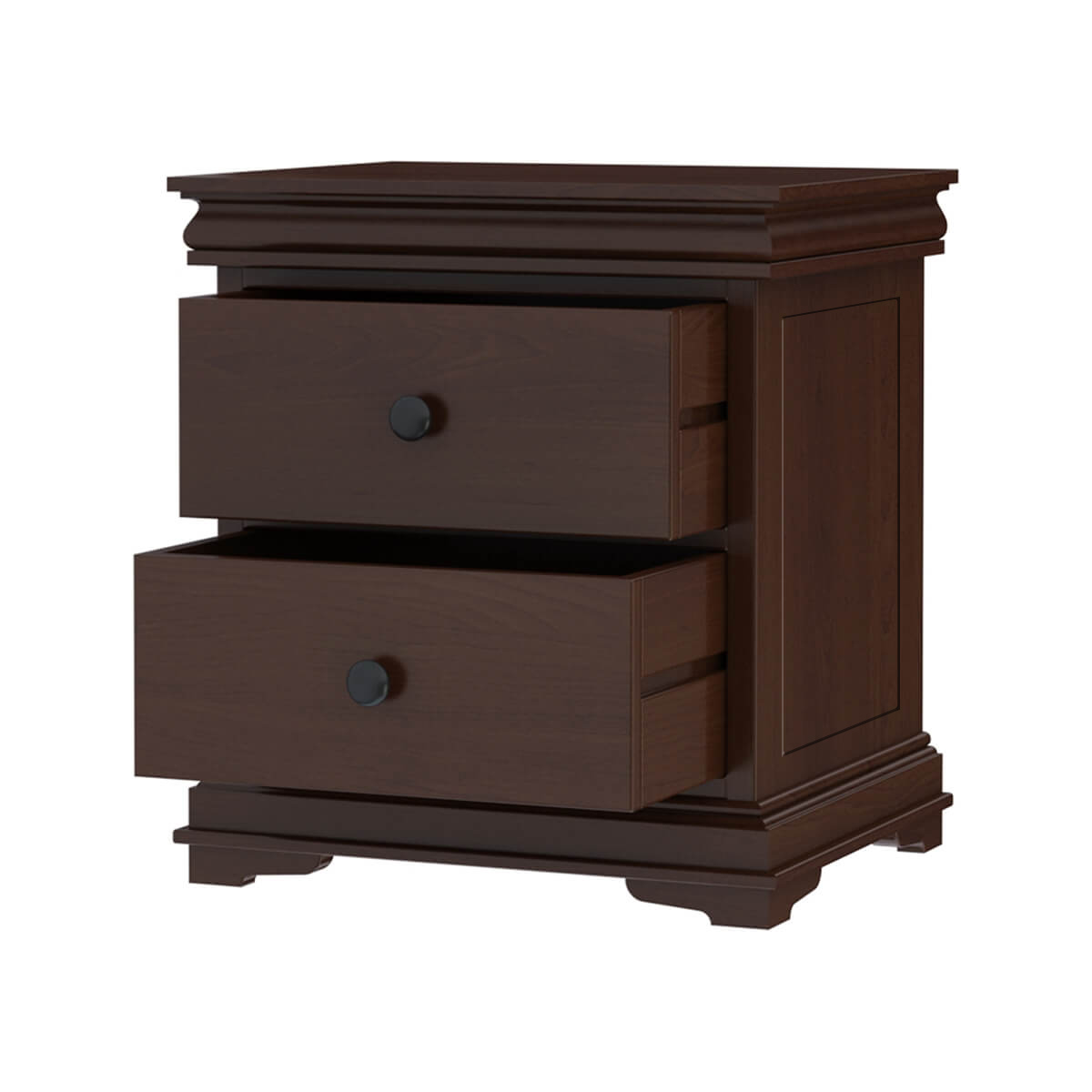 Solid Wood Bedside Table with 2 Drawers | Classic Wooden Nightstand | Traditional Bedroom Side Table