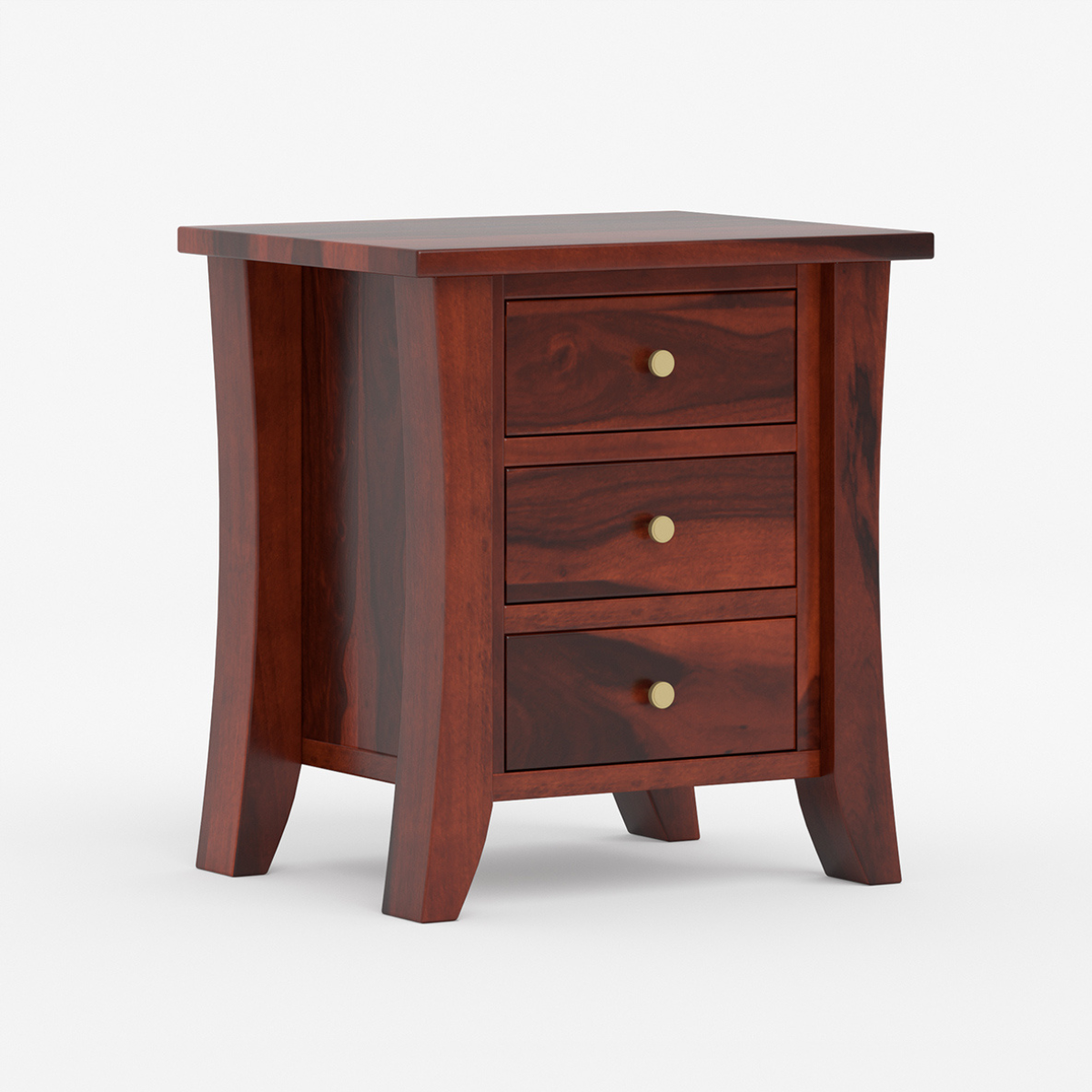 Solid Wood Bedside Table with 3 Drawers | Modern Wooden Nightstand | Minimalist Bedroom Side Table