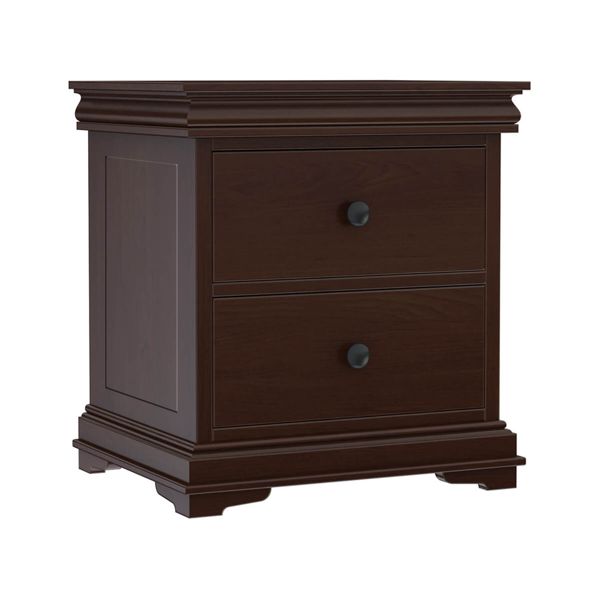 Solid Wood Bedside Table with 2 Drawers | Classic Wooden Nightstand | Traditional Bedroom Side Table