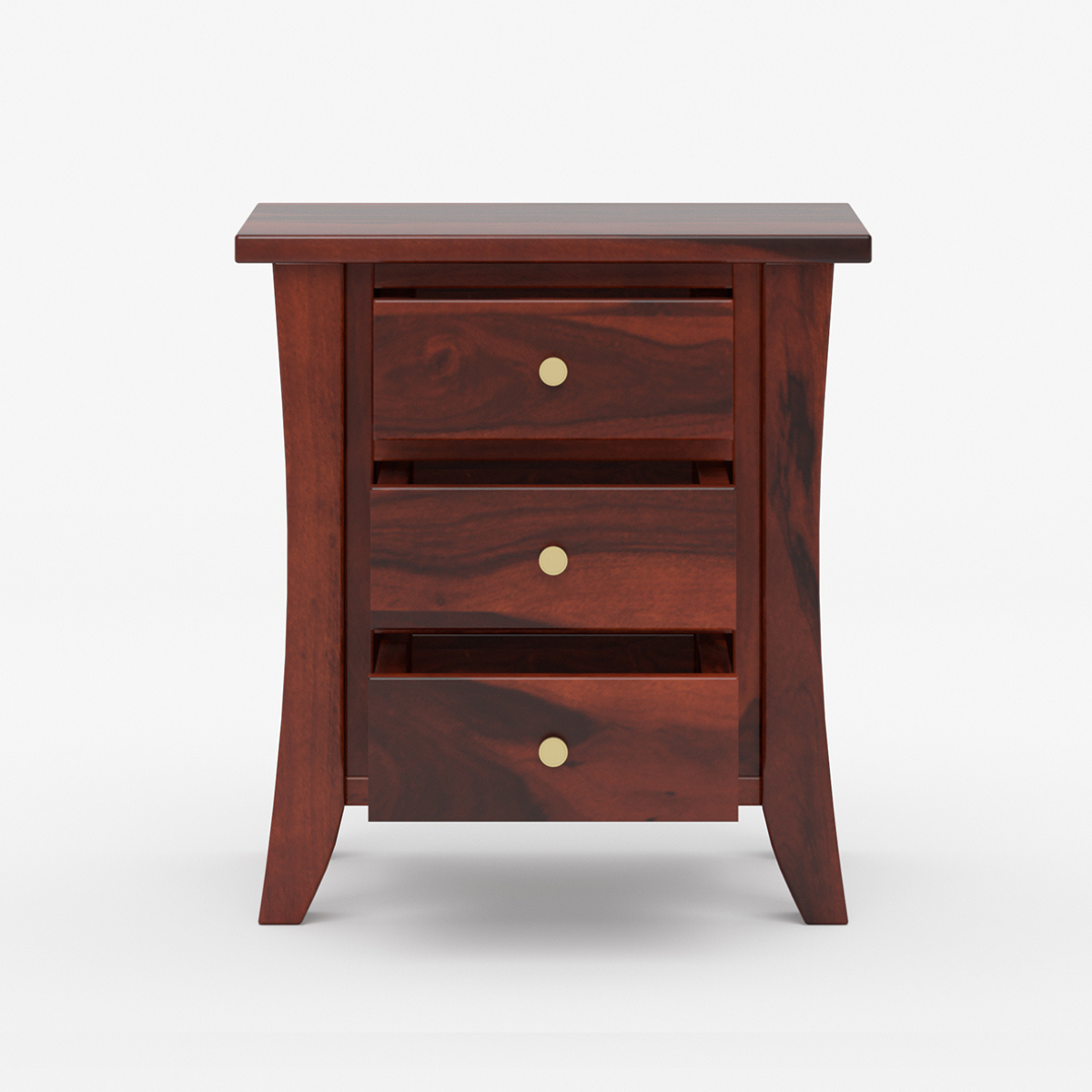 Solid Wood Bedside Table with 3 Drawers | Modern Wooden Nightstand | Minimalist Bedroom Side Table