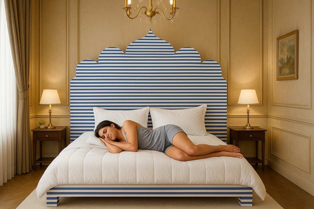 Handmade Black White Striped Bone Inlay Bed Modern Luxury Platform Bed Frame