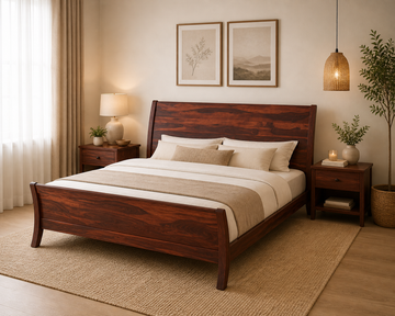 Handmade Solid Wood Platform Bed Frame – Modern Rustic Wooden Bed