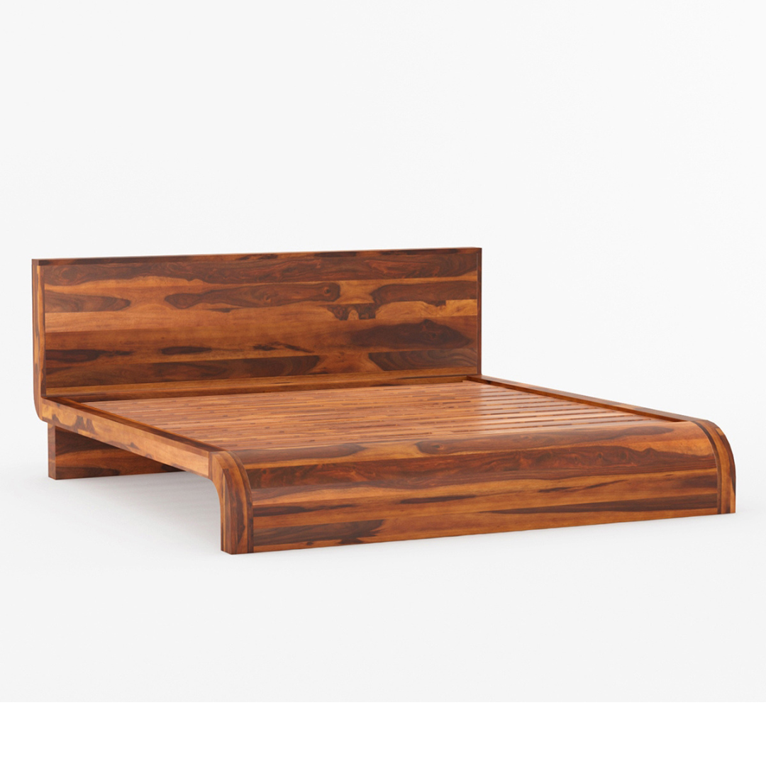 Solid Wood Platform Bed Frame Minimalist Low Profile Bed Handmade Wooden Bed Modern Bedroom Furniture King Queen Size