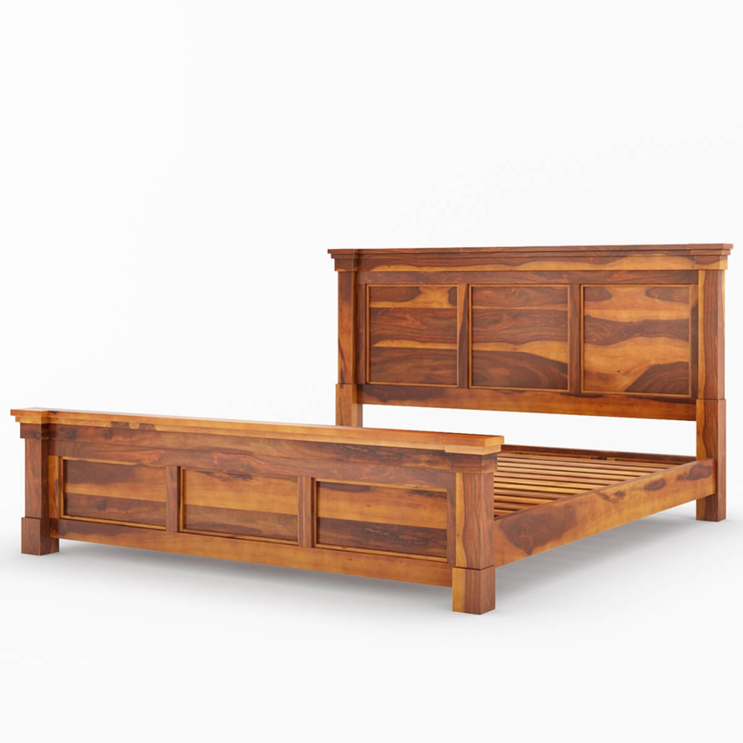 Solid Wood Platform Bed Frame – Handmade Rustic Modern Bedroom Furniture