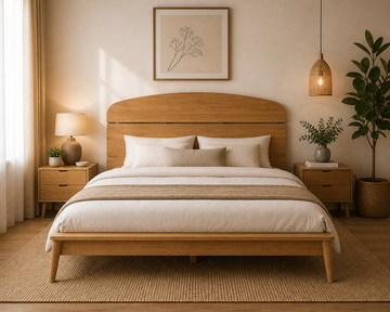 Modern Solid Wood Platform Bed Frame – Handmade Minimalist Wooden Bed