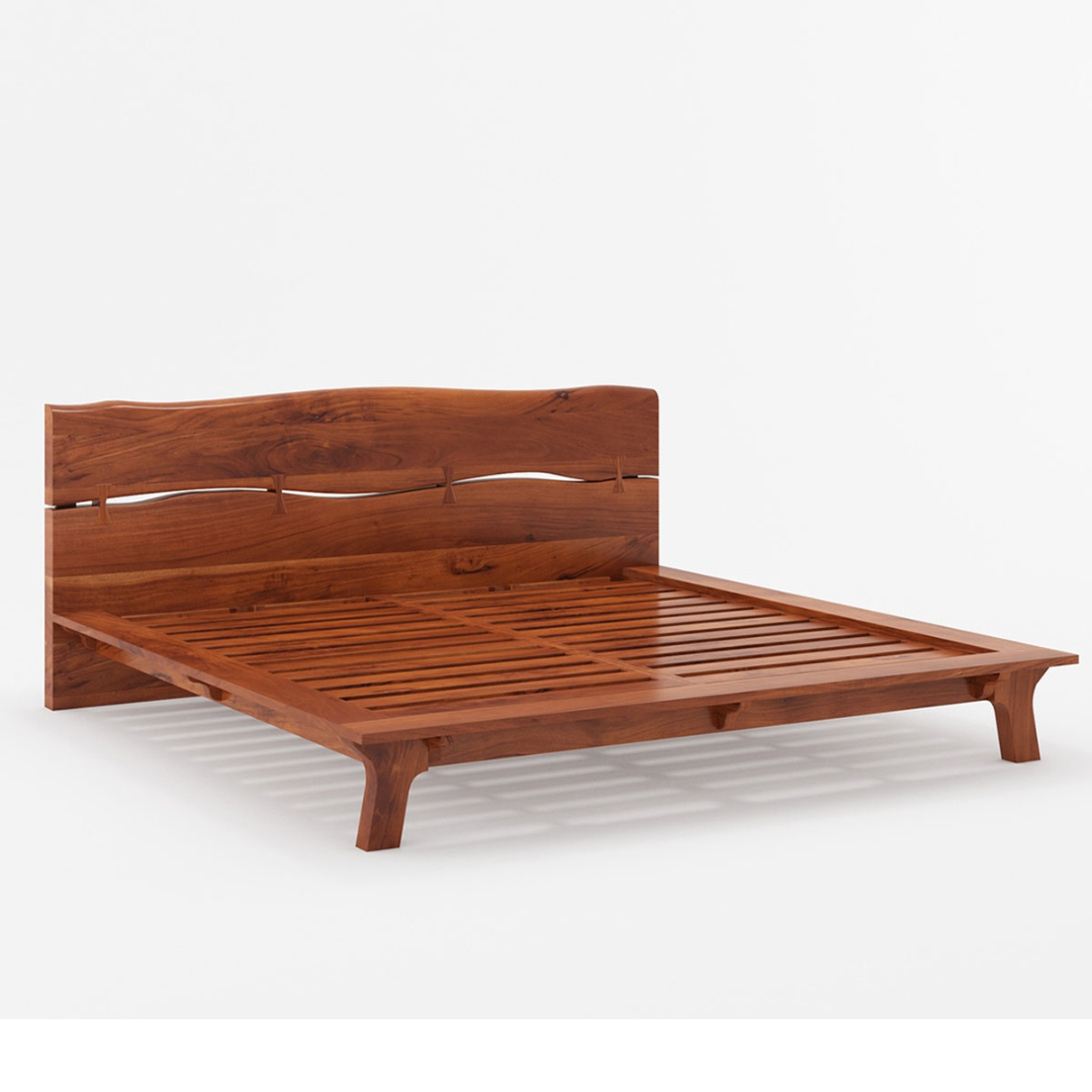 Handmade Solid Wood Platform Bed – Modern Rustic Wooden Bed Frame