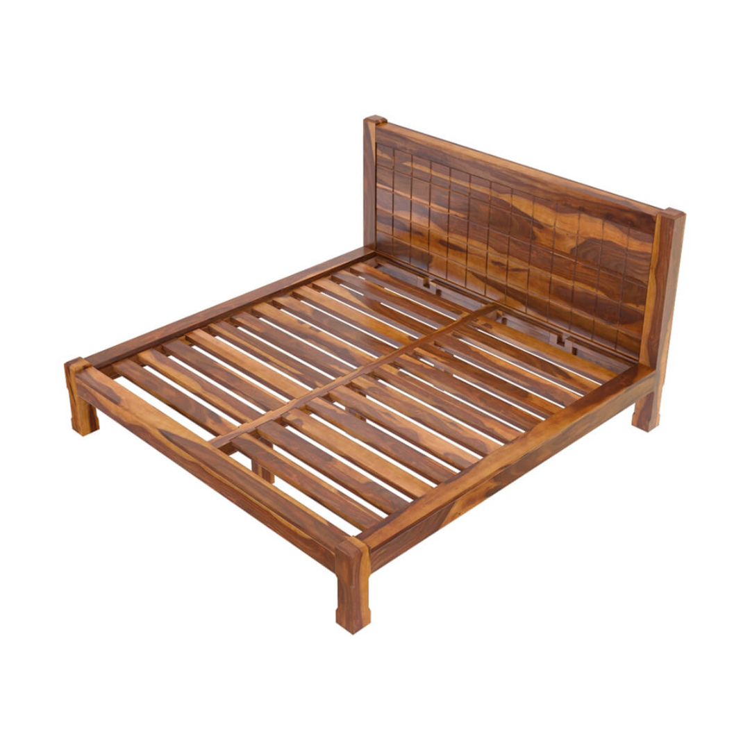 Modern Solid Wood Platform Bed Frame – Handmade Rustic Wooden Bed
