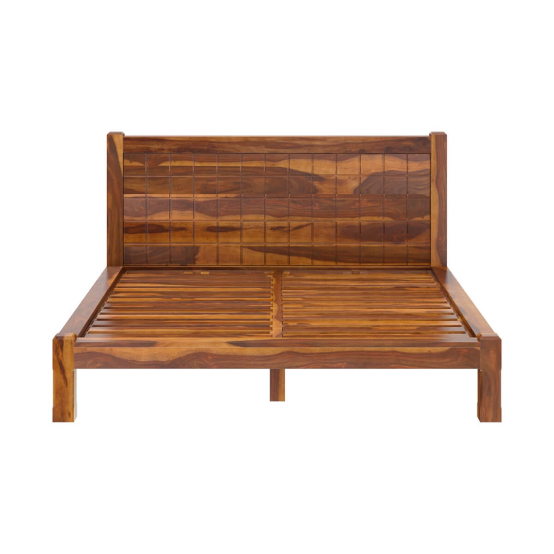 Modern Solid Wood Platform Bed Frame – Handmade Rustic Wooden Bed