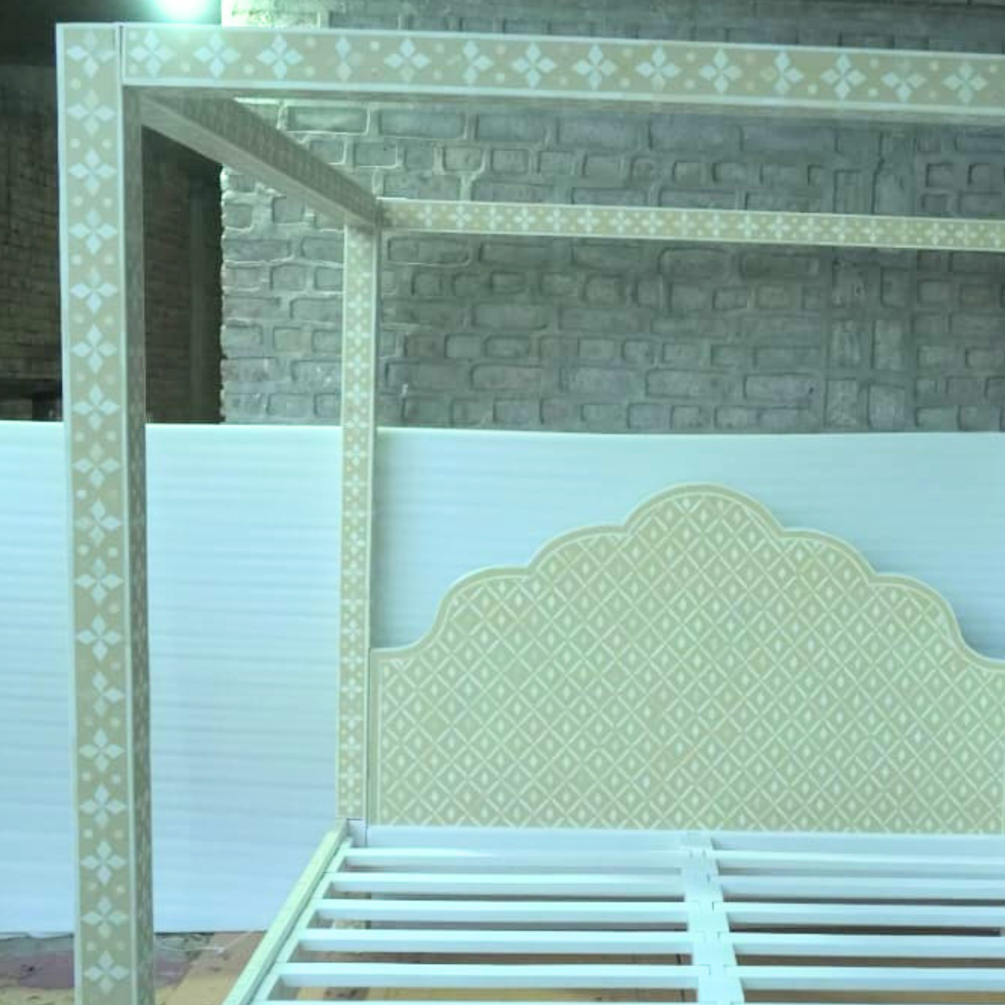 Handmade Bone Inlay Canopy Bed – Luxury Four Poster Bed
