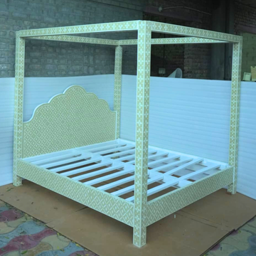 Handmade Bone Inlay Canopy Bed – Luxury Four Poster Bed