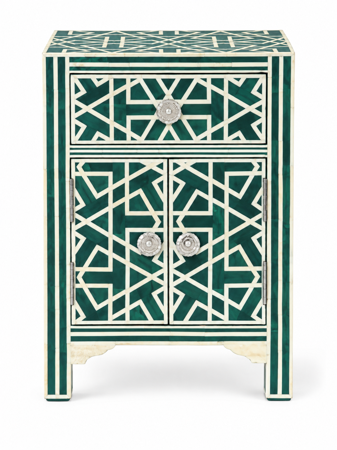 Handmade Bone Inlay Nightstand | Luxury Bedside Table & Cabinet