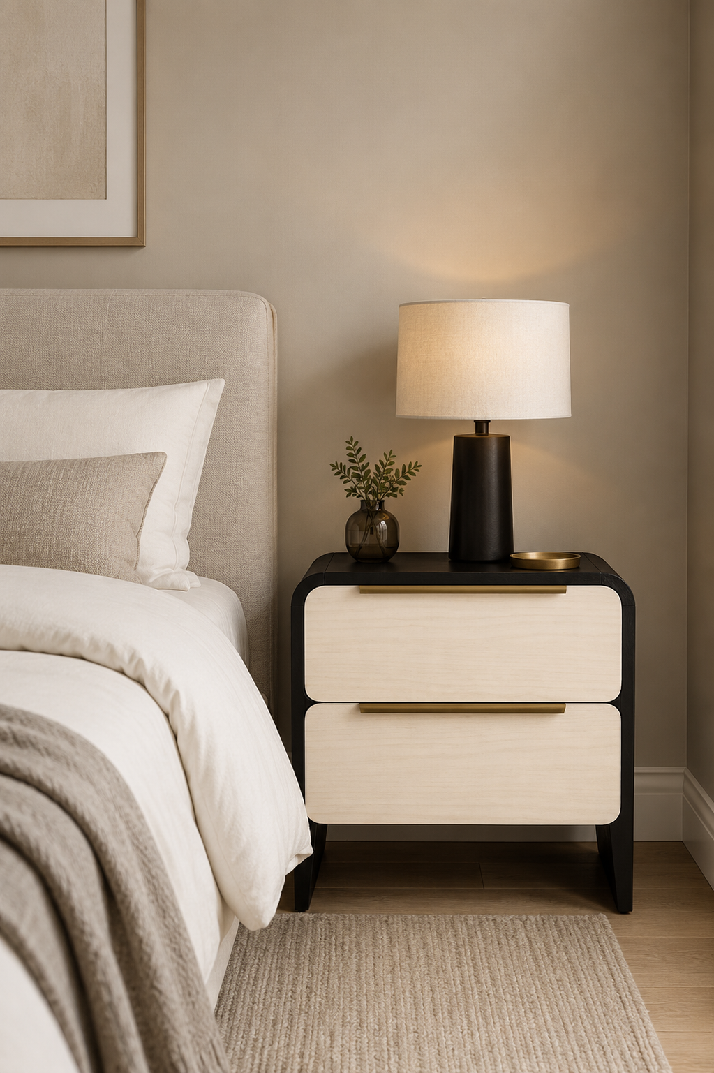 Handmade Wooden Bedside Table | Modern Two Drawer Nightstand
