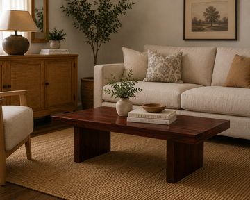 Solid Wood Modern Coffee Table – Handmade Minimalist Wooden Center Table