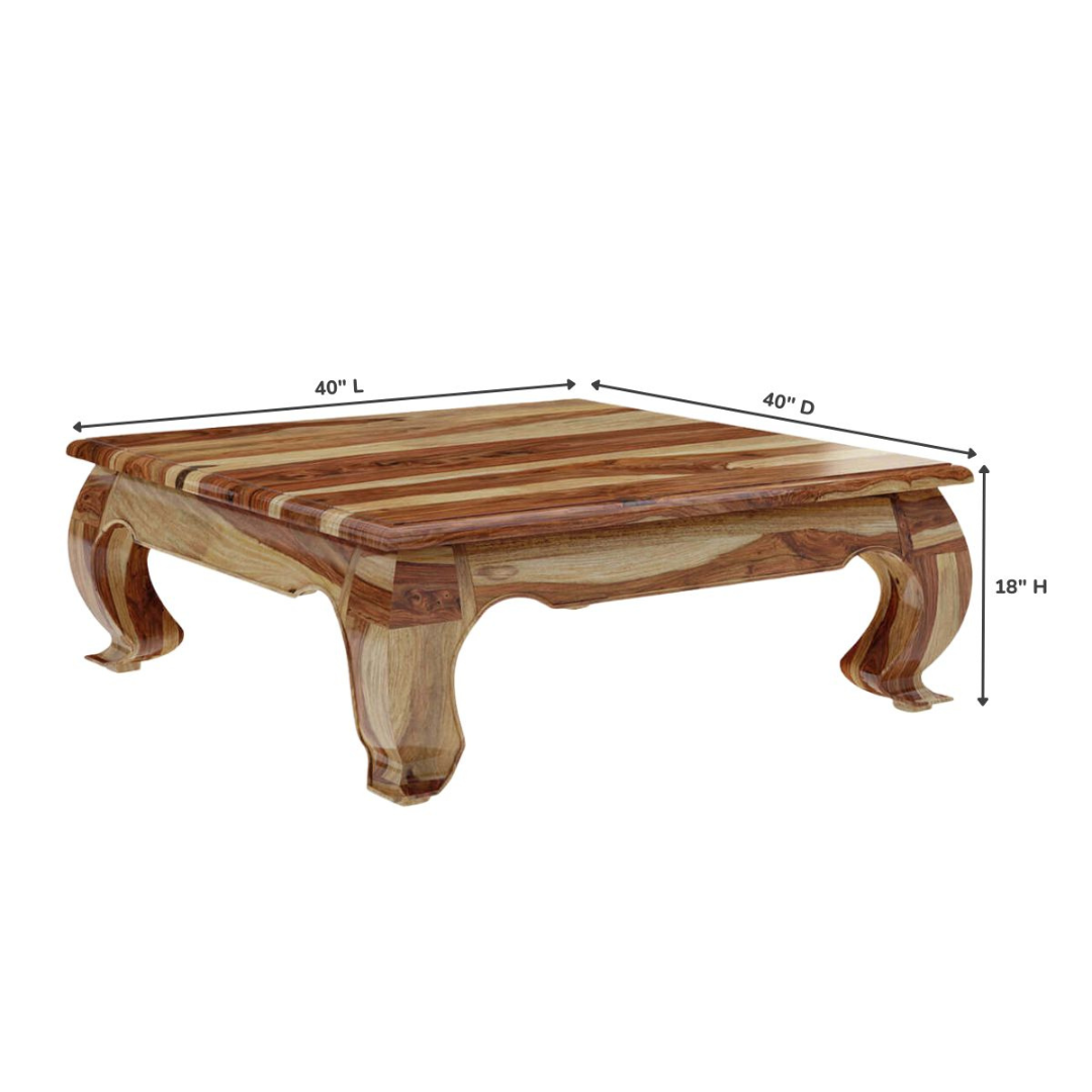 Halfeti Rustic Large Opium Leg Coffee Table – Handmade Wooden Square Table