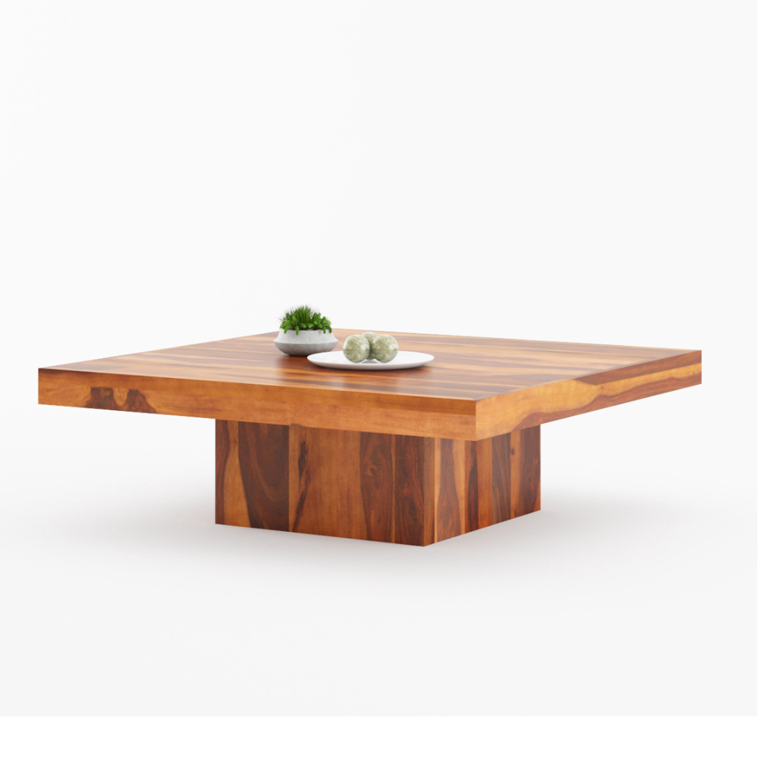 Solid Wood Square Coffee Table – Handmade Modern Wooden Center Table