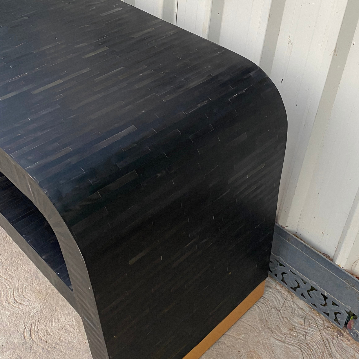 Handmade Black Bone Inlay Console Table with Shelf