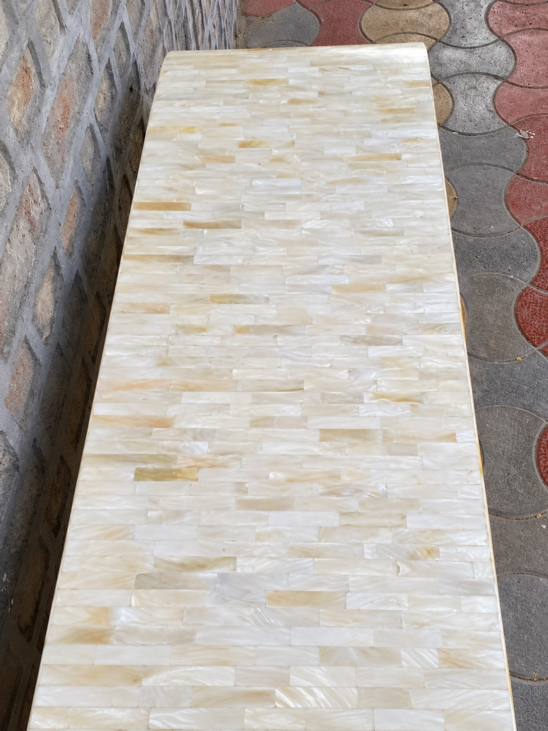 Bone Inlay Console Table with 2 Drawers – Handmade Waterfall Design