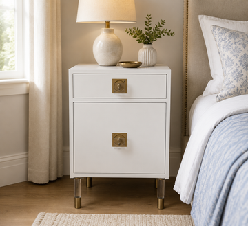 Modern Wooden Bedside Table with Drawer and Cabinet Door