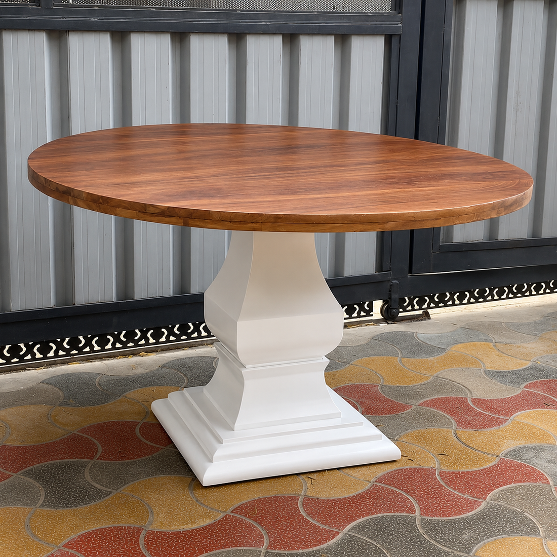 Handmade Round Wooden Dining Table Modern Pedestal Table Farmhouse Kitchen Dining Furniture Solid Wood Table