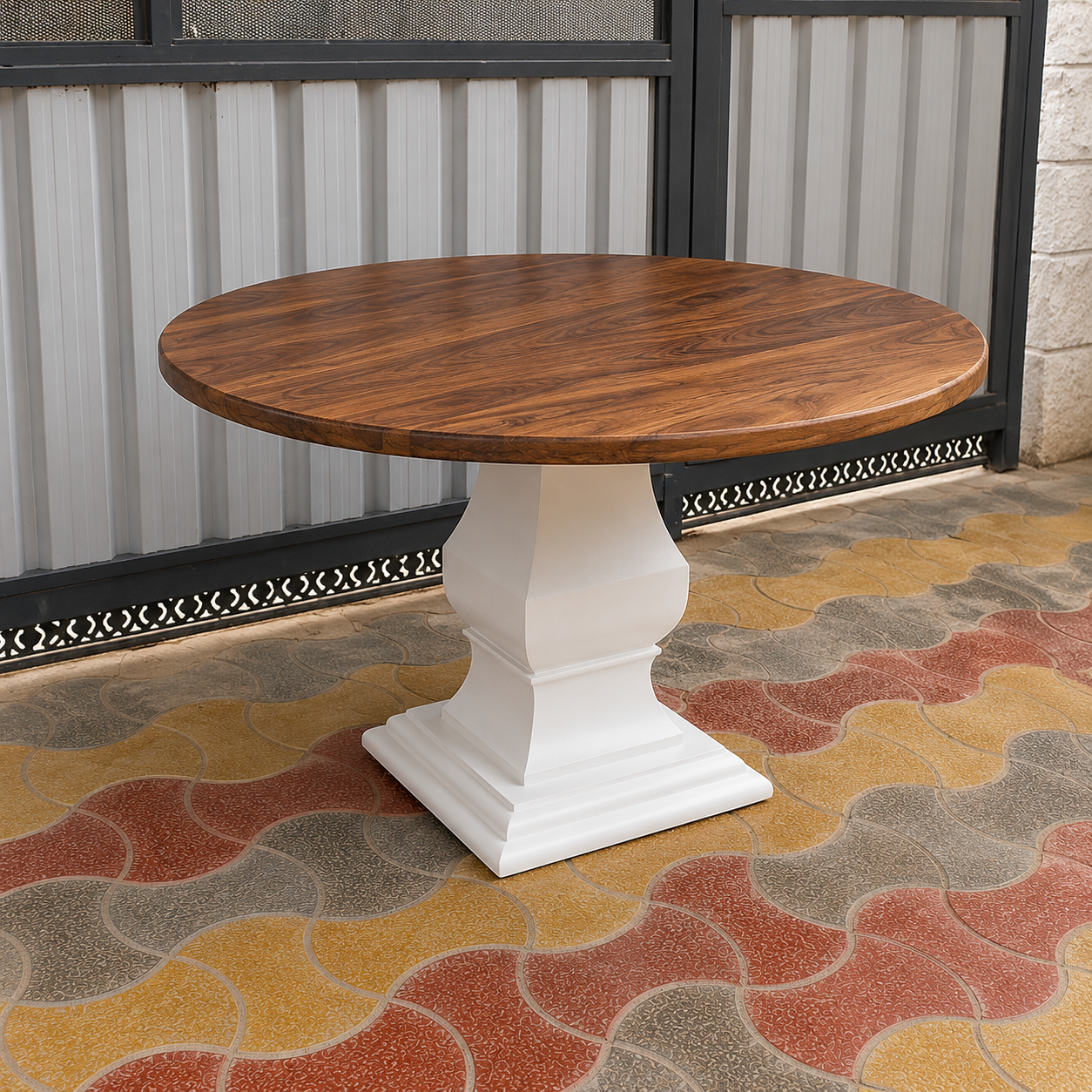 Handmade Round Wooden Dining Table Modern Pedestal Table Farmhouse Kitchen Dining Furniture Solid Wood Table