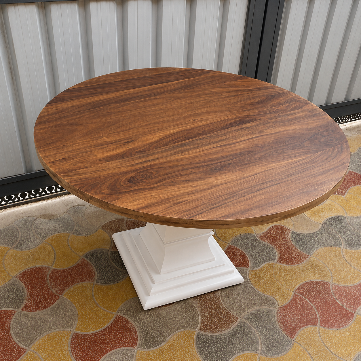 Handmade Round Wooden Dining Table Modern Pedestal Table Farmhouse Kitchen Dining Furniture Solid Wood Table